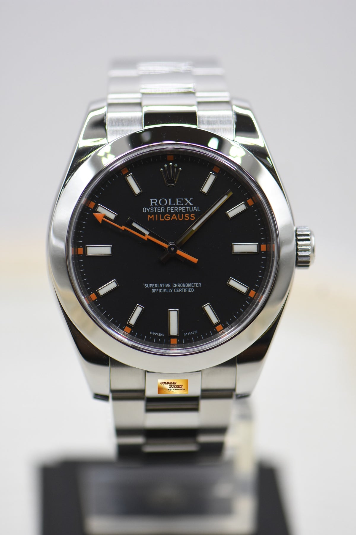 ROLEX OYSTER PERPETUAL MILGAUSS BLACK (CLEAR CRYSTAL) 116400 (MINT)