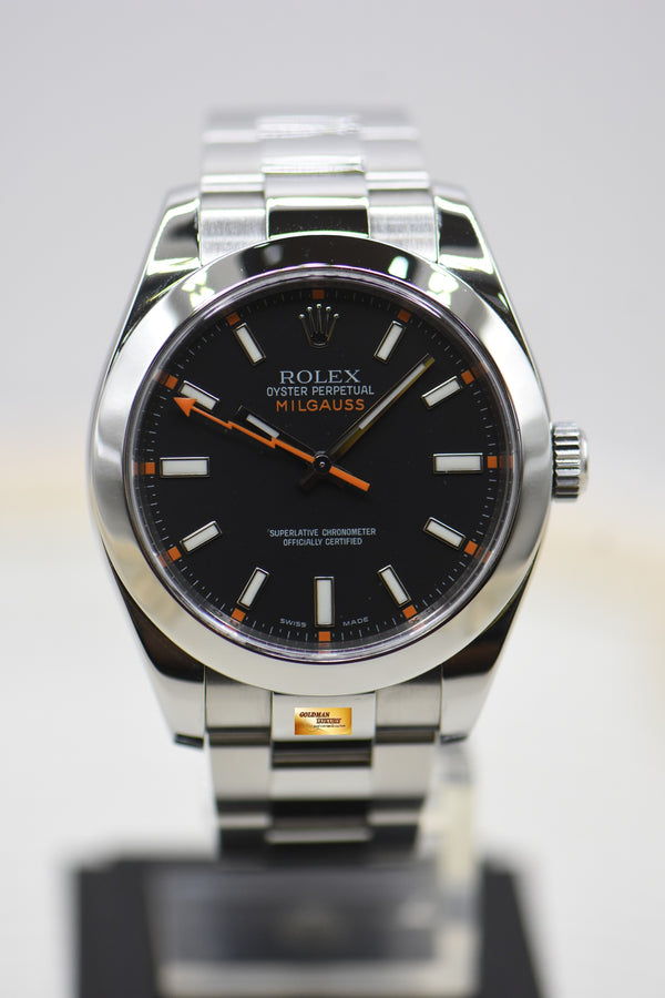 ROLEX OYSTER PERPETUAL MILGAUSS BLACK (CLEAR CRYSTAL) 116400 (MINT)