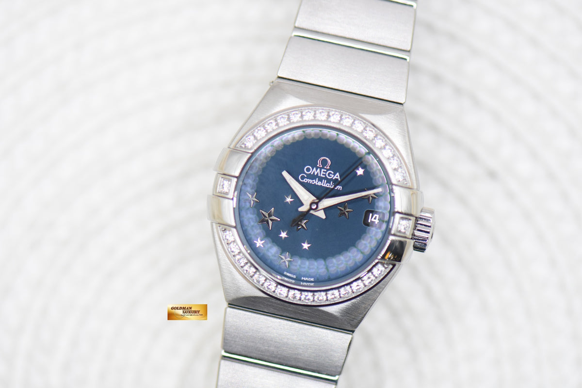 OMEGA CONSTELLATION ORBIS EDITION 27mm STEEL IN BRACELET BLUE DIAMOND DIAL AUTOMATIC (LNIB)