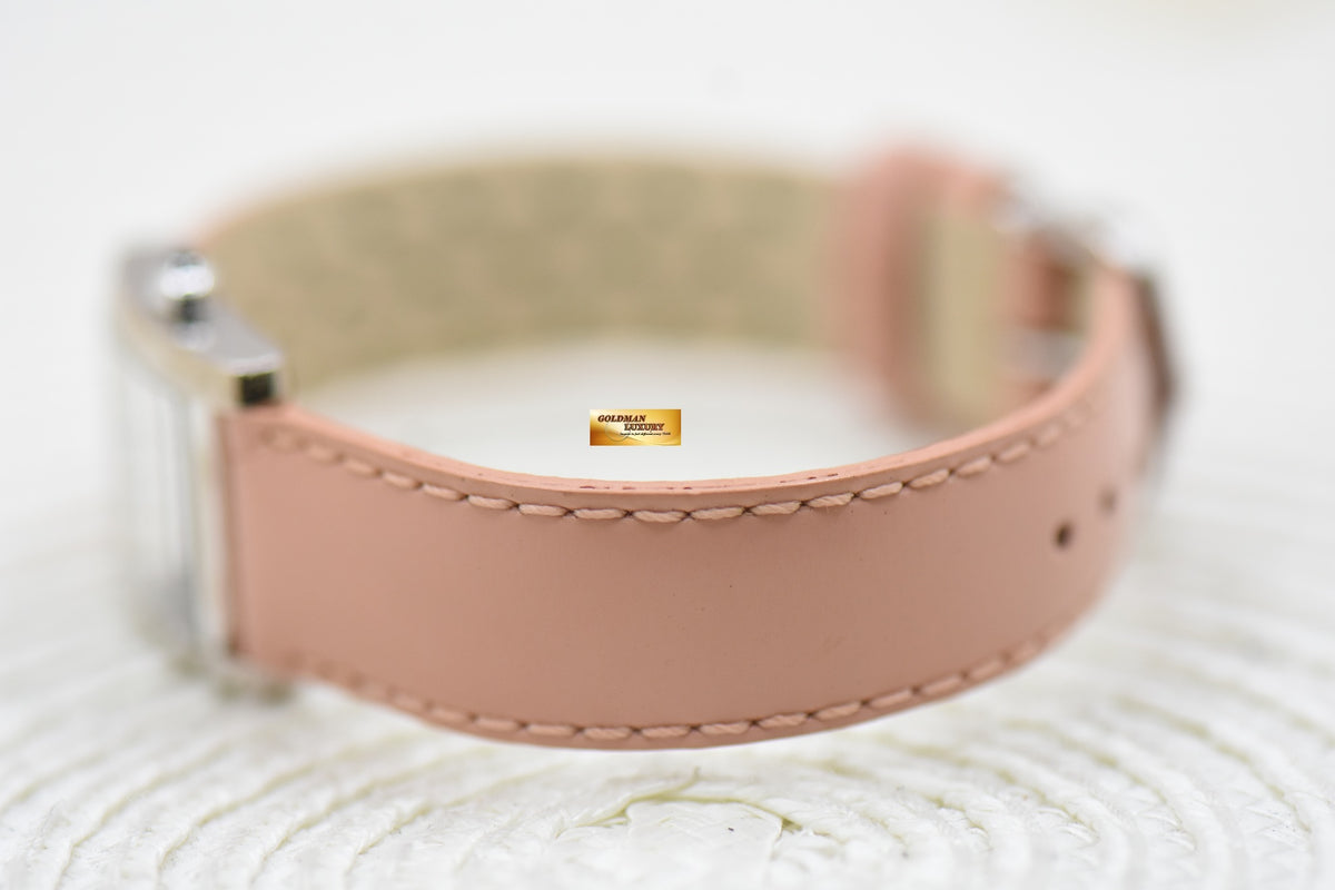 CARTIER TANK FRANCAISE LADIES WHITE GOLD IN LEATHER QUARTZ W5001256 (MINT)