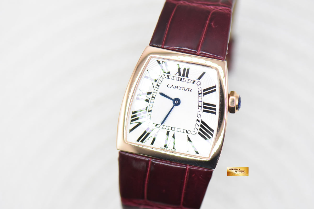 CARTIER LA DONA LADIES ROSE GOLD IN RED LEATHER QUARTZ W6400456 (MINT)