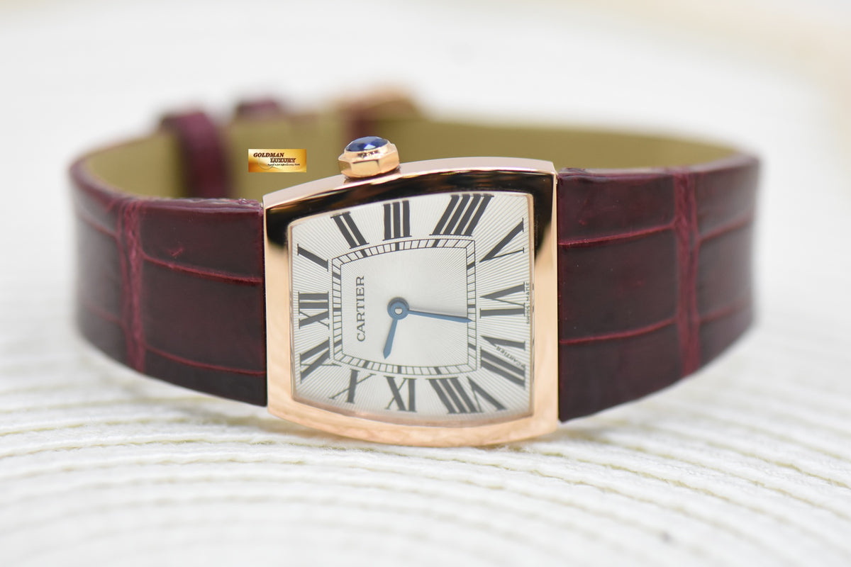 CARTIER LA DONA LADIES ROSE GOLD IN RED LEATHER QUARTZ W6400456 (MINT)