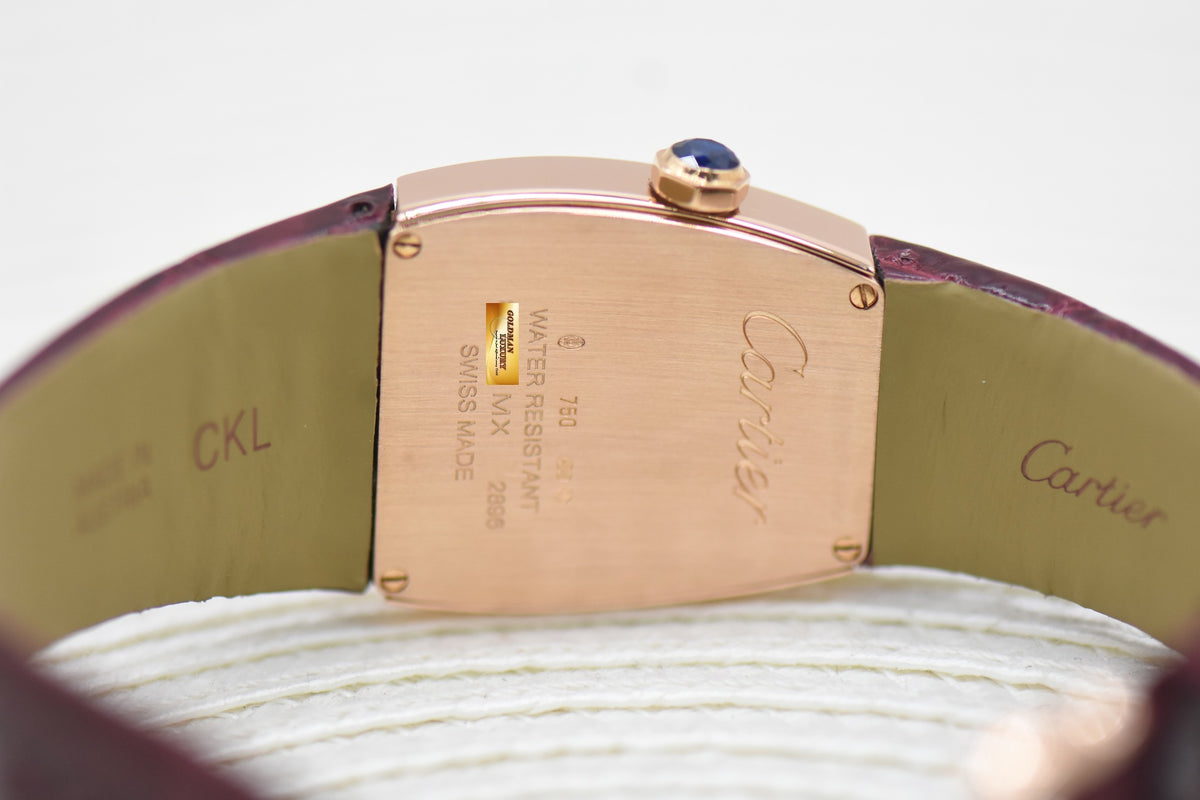 CARTIER LA DONA LADIES ROSE GOLD IN RED LEATHER QUARTZ W6400456 (MINT)