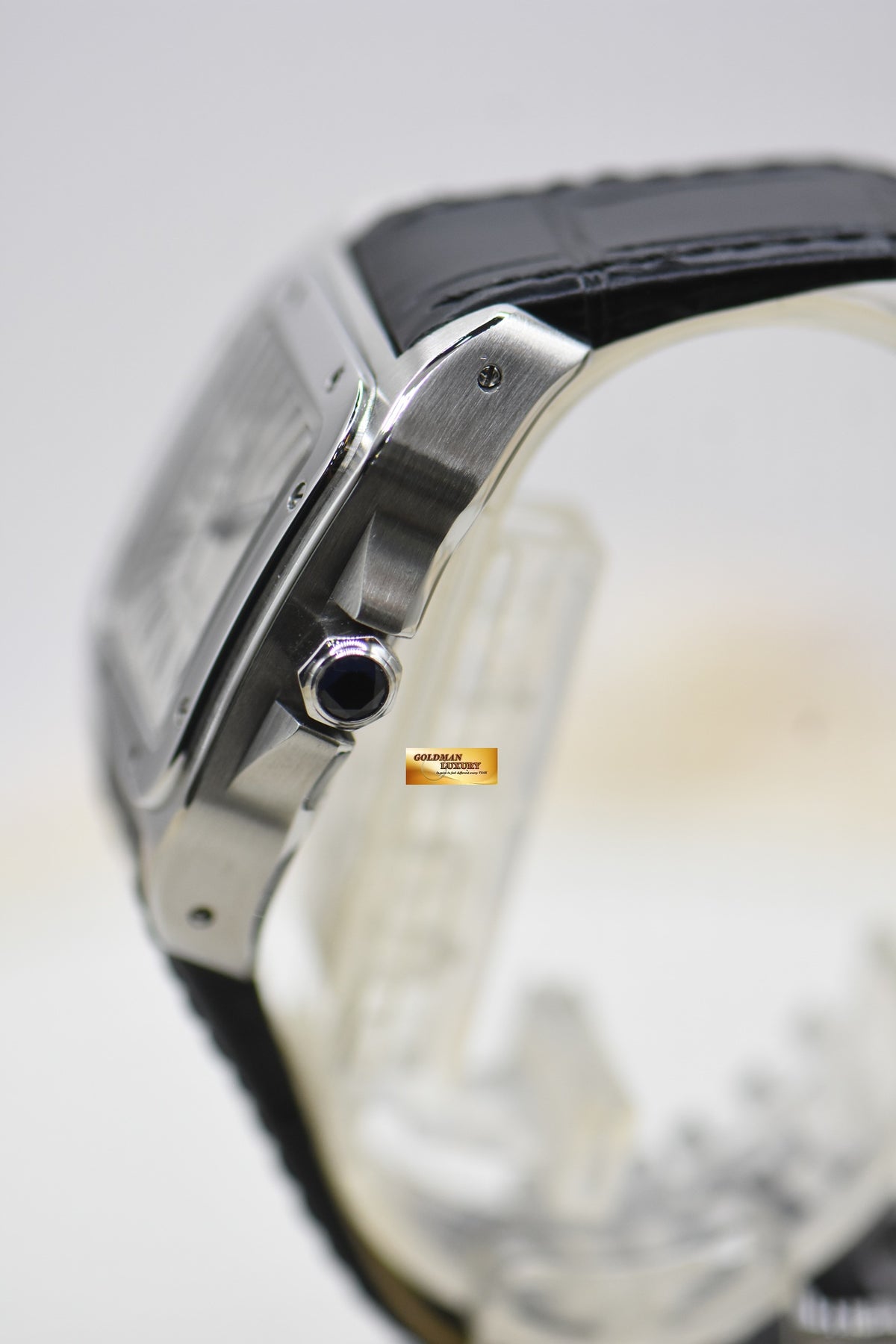 [SOLD] CARTIER SANTOS 100 MIDSIZE STEEL IN LEATHER STRAP AUTOMATIC 2878 (MINT)