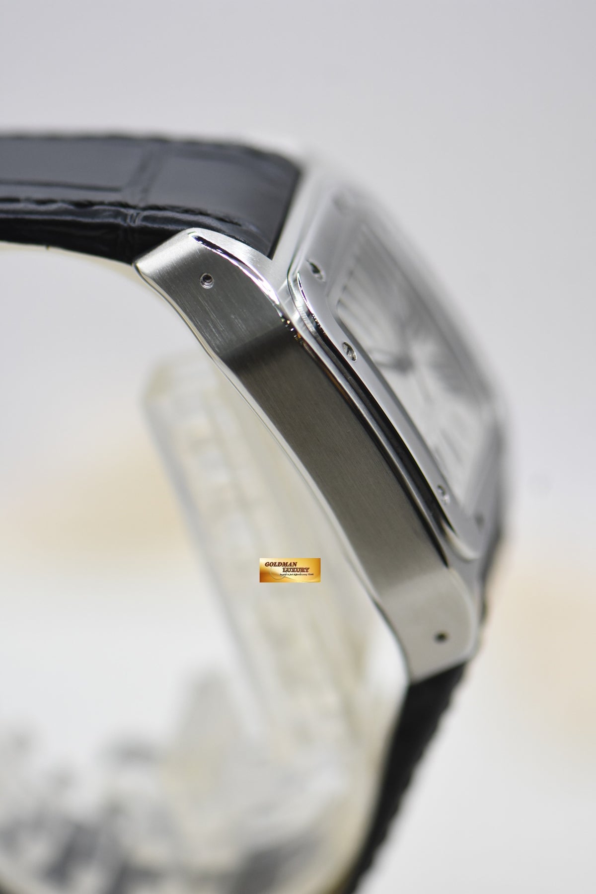 [SOLD] CARTIER SANTOS 100 MIDSIZE STEEL IN LEATHER STRAP AUTOMATIC 2878 (MINT)