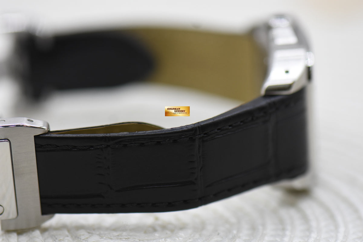 [SOLD] CARTIER SANTOS 100 MIDSIZE STEEL IN LEATHER STRAP AUTOMATIC 2878 (MINT)