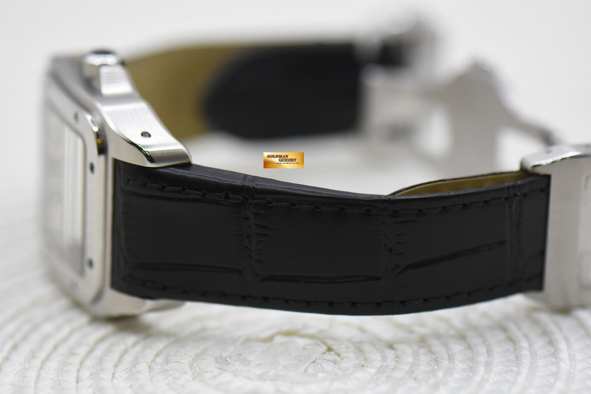 [SOLD] CARTIER SANTOS 100 MIDSIZE STEEL IN LEATHER STRAP AUTOMATIC 2878 (MINT)