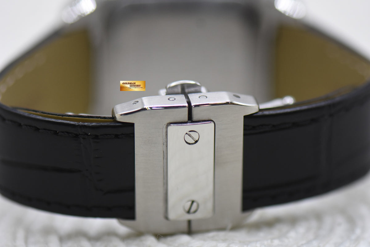 [SOLD] CARTIER SANTOS 100 MIDSIZE STEEL IN LEATHER STRAP AUTOMATIC 2878 (MINT)
