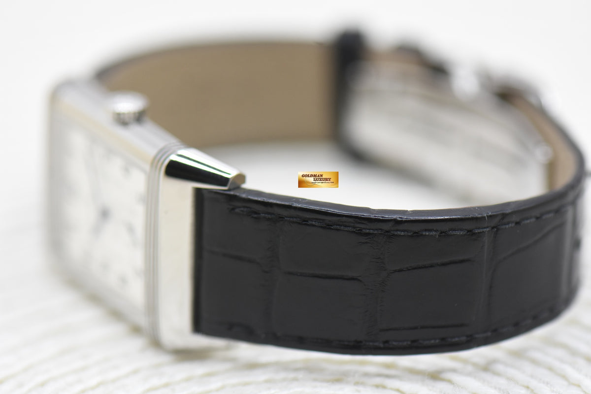 JAEGER Le-COULTRE REVERSO MONOFACE SMALL SECONDS STEEL LEATHER SILVER MANUAL Q3858520 (MINT)