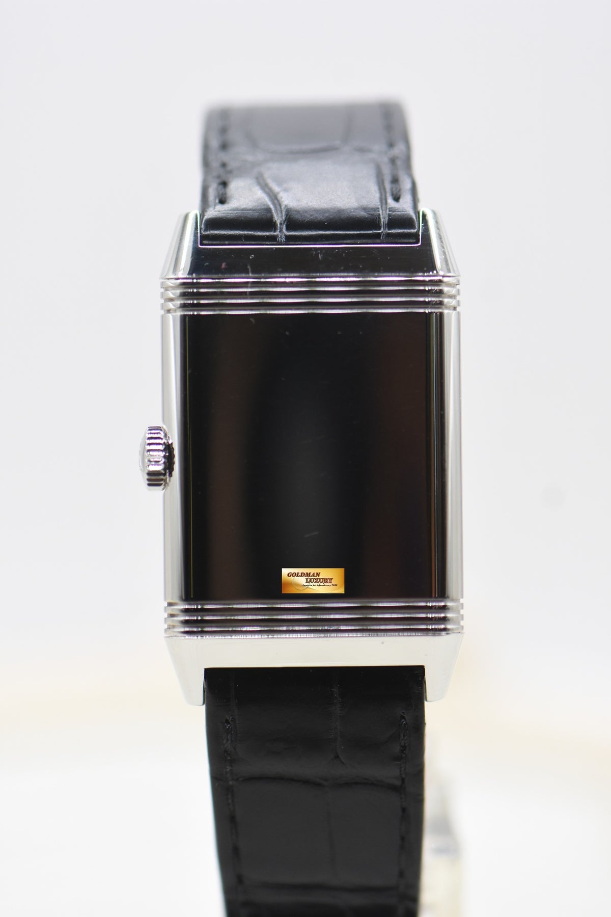 JAEGER Le-COULTRE REVERSO MONOFACE SMALL SECONDS STEEL LEATHER SILVER MANUAL Q3858520 (MINT)