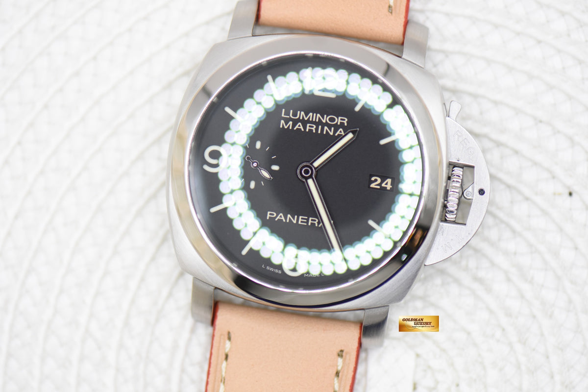 PANERAI LUMINOR MARINA 1950 CASE 44mm STEEL IN LEATHER P.9000 AUTOMATIC PAM 312 (MINT)