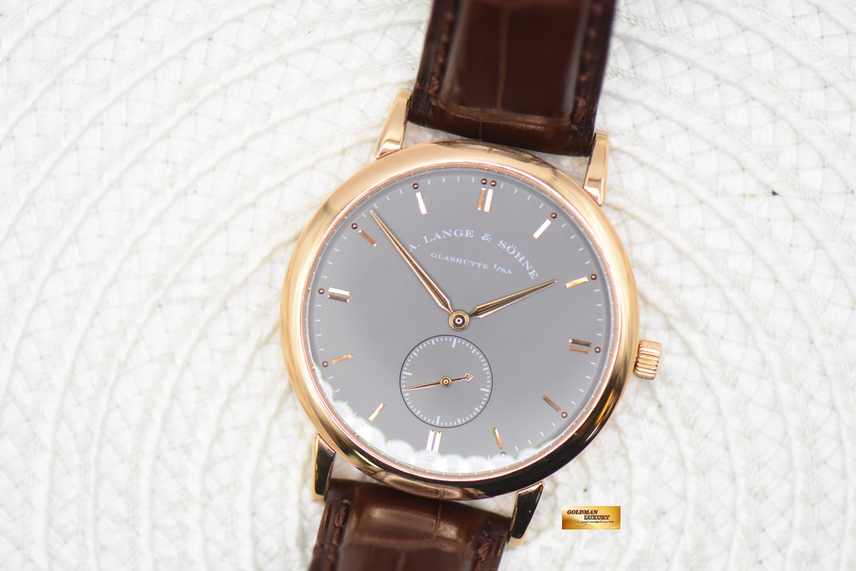A.LANGE & SOHNE SAXONIA SUB-SECOND 37mm ROSE GOLD IN LEATHER MANUAL WINDING 215.033 (MINT)