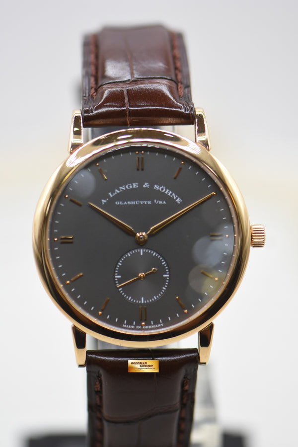 A.LANGE & SOHNE SAXONIA SUB-SECOND 37mm ROSE GOLD IN LEATHER MANUAL WINDING 215.033 (MINT)