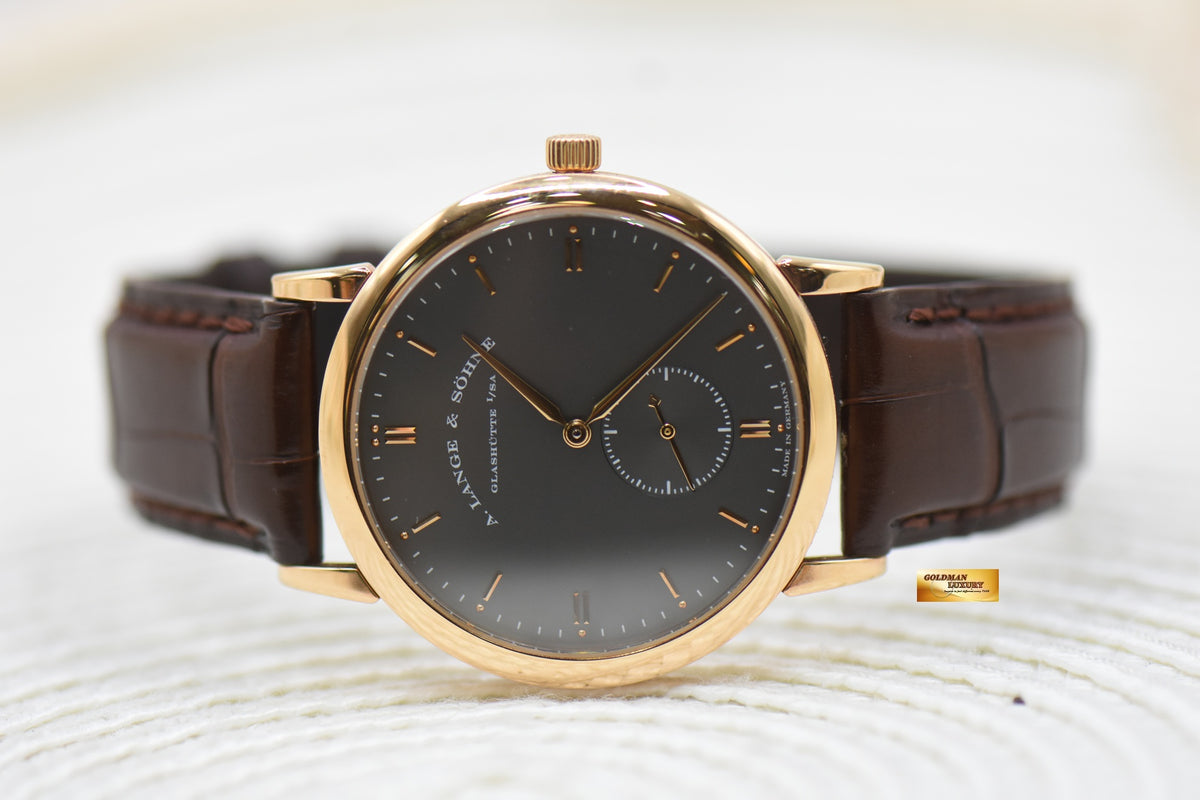 A.LANGE & SOHNE SAXONIA SUB-SECOND 37mm ROSE GOLD IN LEATHER MANUAL WINDING 215.033 (MINT)