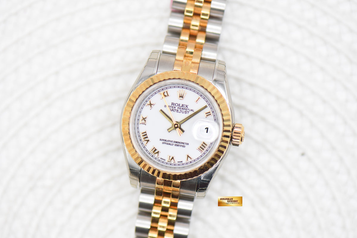 ROLEX OYSTER DATEJUST 26mm HALF GOLD IN JUBILEE BRACELET WHITE DIAL 179173 (NOS)    **With All Stickers Intact**