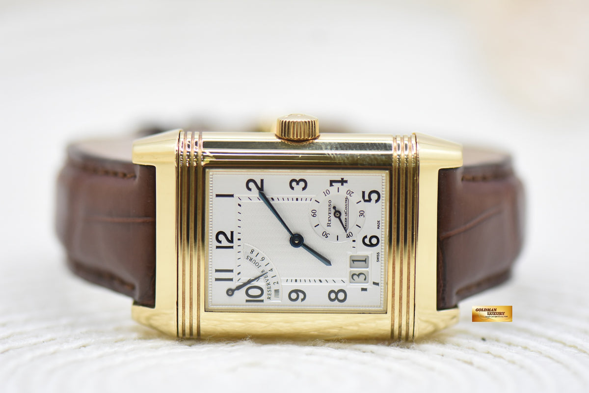 JLC REVERSO GRANDE DATE 8 DAYS POWER RESERVE 18K YELLOW GOLD MANUAL WINDING Q3001420 (MINT)