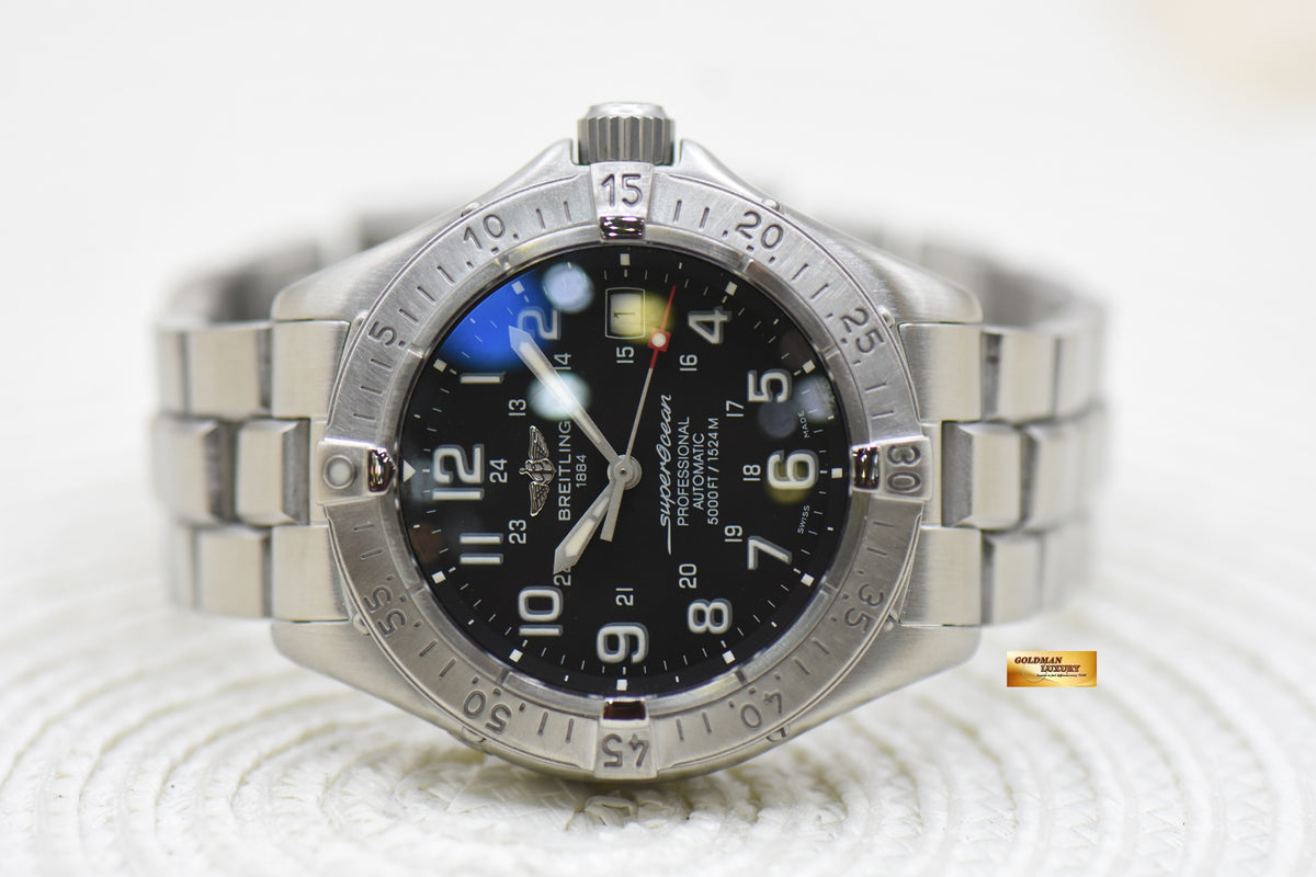 BREITLING SUPEROCEAN 42mm STEEL BRACELET BLACK A17345 (MINT)