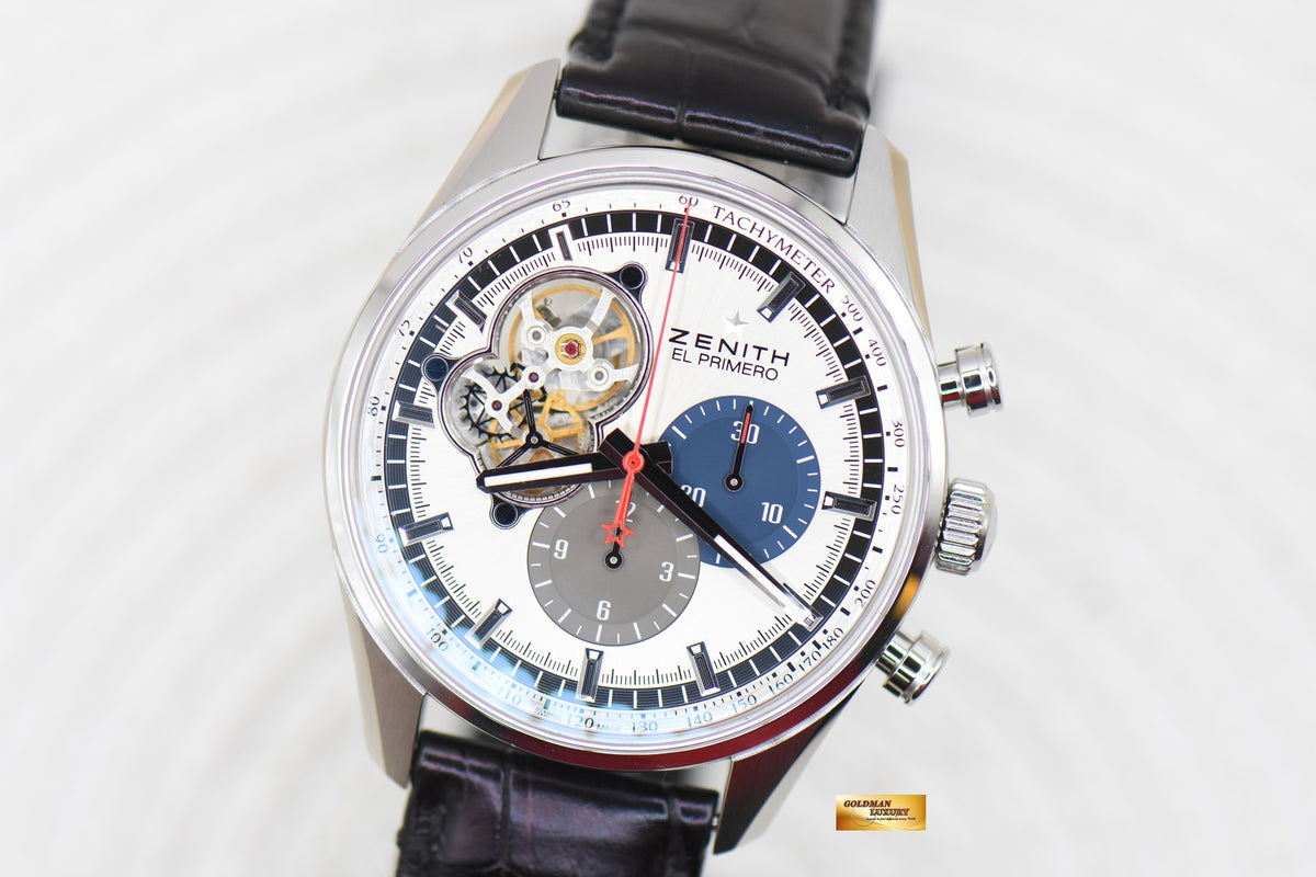 ZENITH El PRIMERO CHRONOMASTER 42mm STEEL MEN’S  IN LEATHER STRAP AUTOMATIC 03.2040.4061 (MINT)