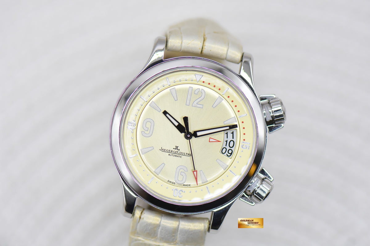 JLC MASTER COMPRESSOR 37mm YELLOW DIAL STEEL IN LEATHER STRAP AUTOMATIC Q1728460 (MINT)