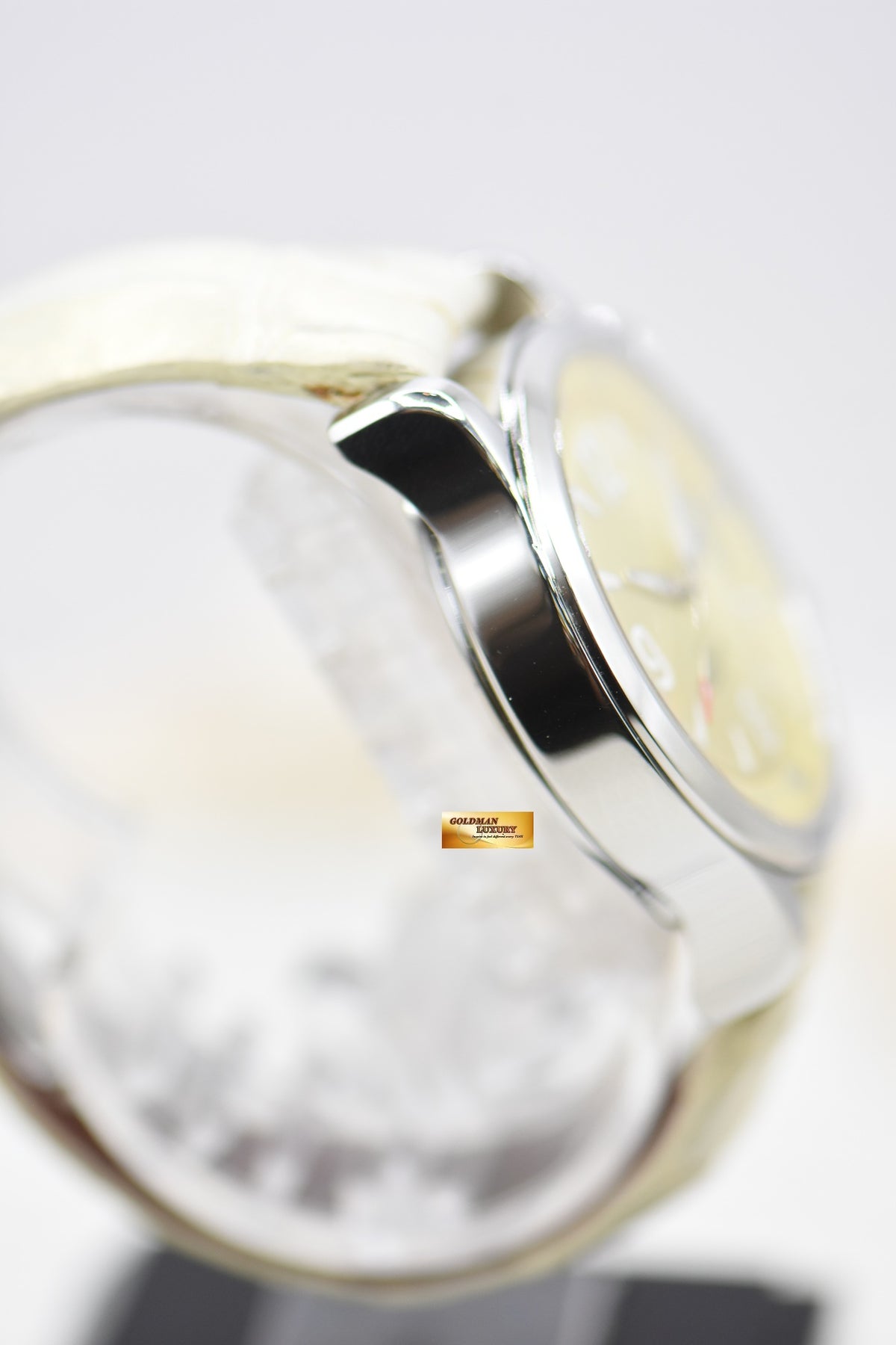 JLC MASTER COMPRESSOR 37mm YELLOW DIAL STEEL IN LEATHER STRAP AUTOMATIC Q1728460 (MINT)