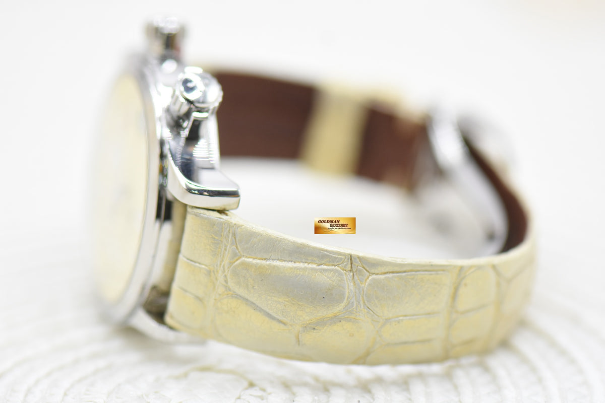 JLC MASTER COMPRESSOR 37mm YELLOW DIAL STEEL IN LEATHER STRAP AUTOMATIC Q1728460 (MINT)