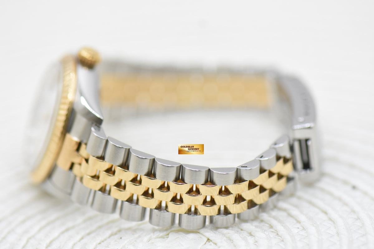 ROLEX OYSTER DATEJUST 31mm HALF-GOLD IN JUBILEE BRACELET WHITE ROMAN DIAL 68273 (MINT)