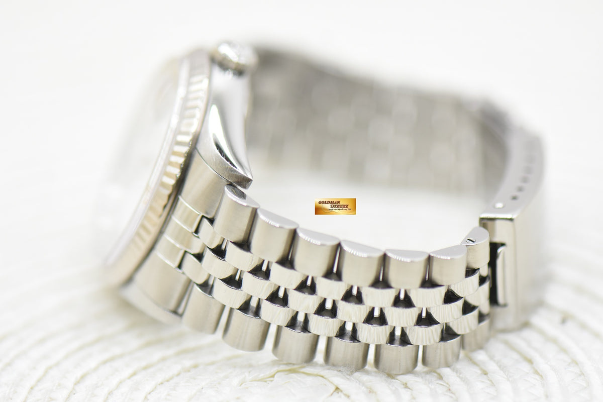 ROLEX OYSTER DATEJUST 36mm STEEL IN JUBILEE BRACELET WHITE ROMAN DIAL 16234 (MINT)