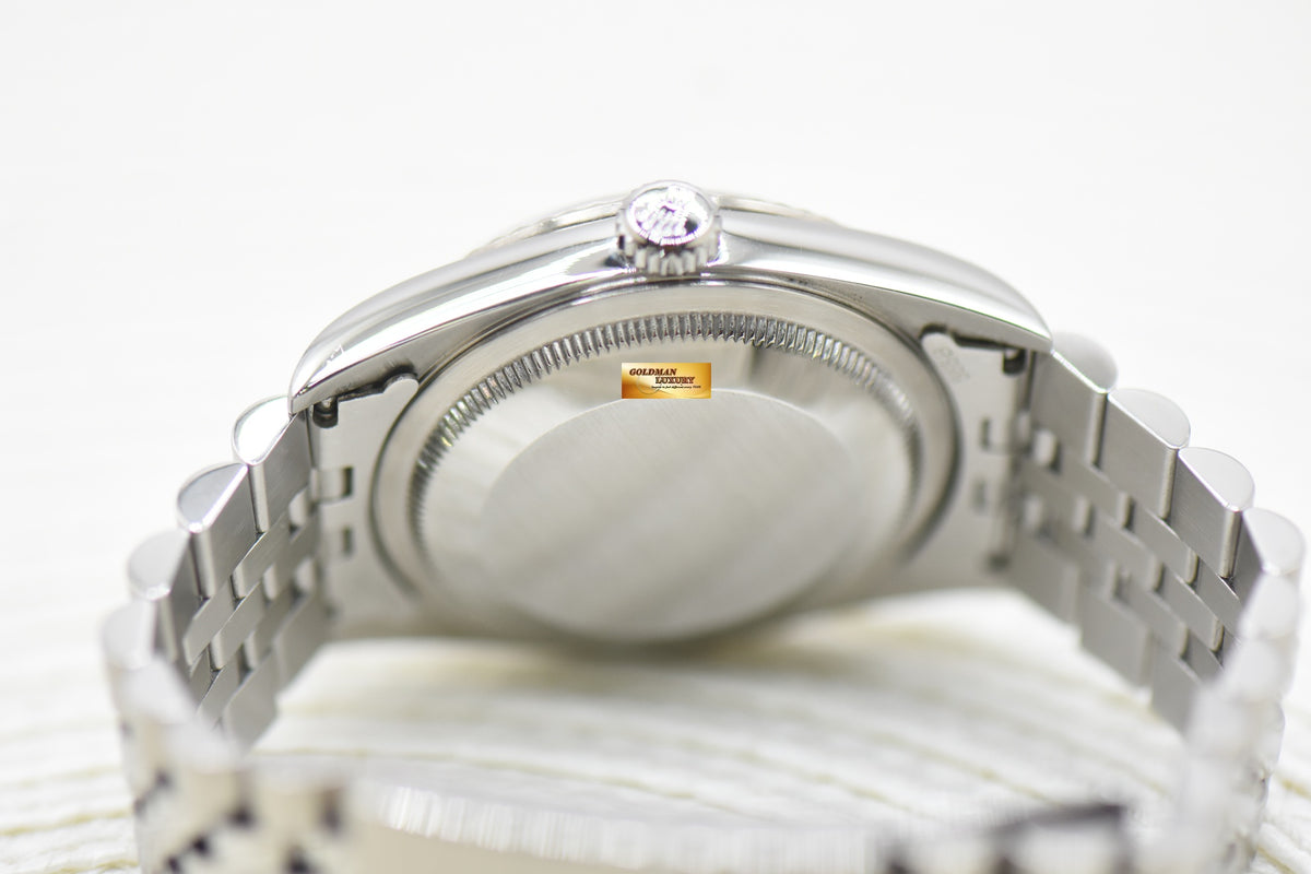 ROLEX OYSTER DATEJUST 36mm STEEL IN JUBILEE BRACELET WHITE ROMAN DIAL 16234 (MINT)