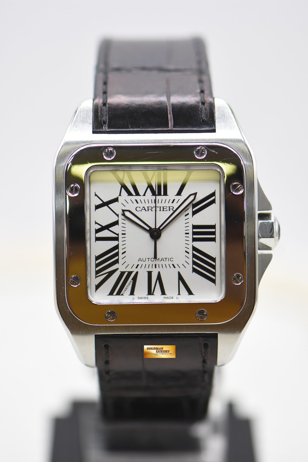 [SOLD] CARTIER SANTOS 100 XL STEEL IN LEATHER STRAP AUTOMATIC W20073X8 (MINT)