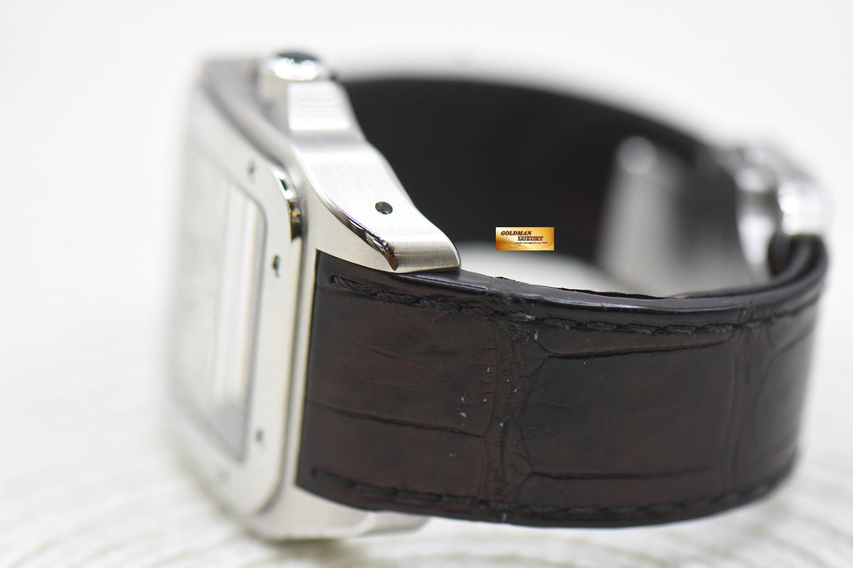 [SOLD] CARTIER SANTOS 100 XL STEEL IN LEATHER STRAP AUTOMATIC W20073X8 (MINT)