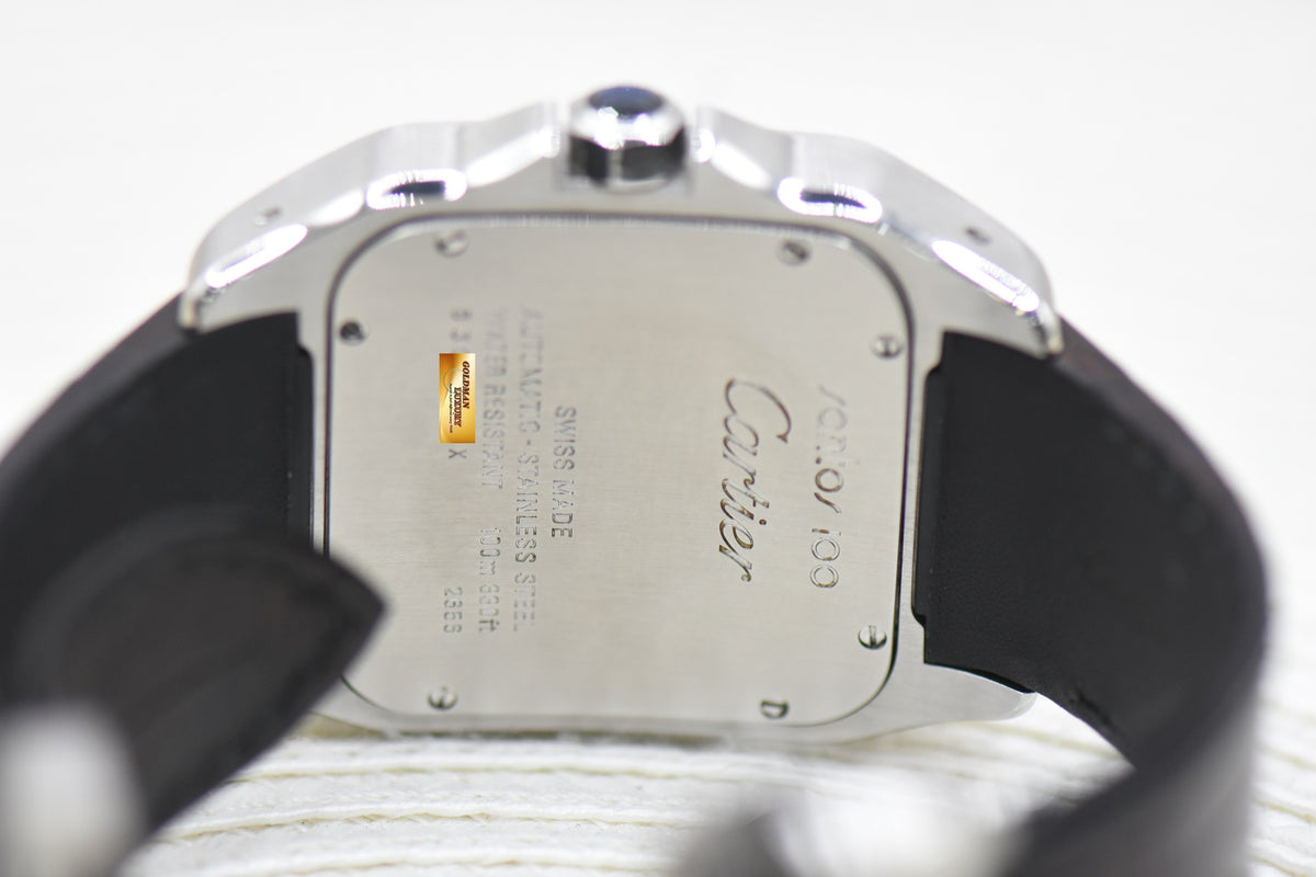 [SOLD] CARTIER SANTOS 100 XL STEEL IN LEATHER STRAP AUTOMATIC W20073X8 (MINT)