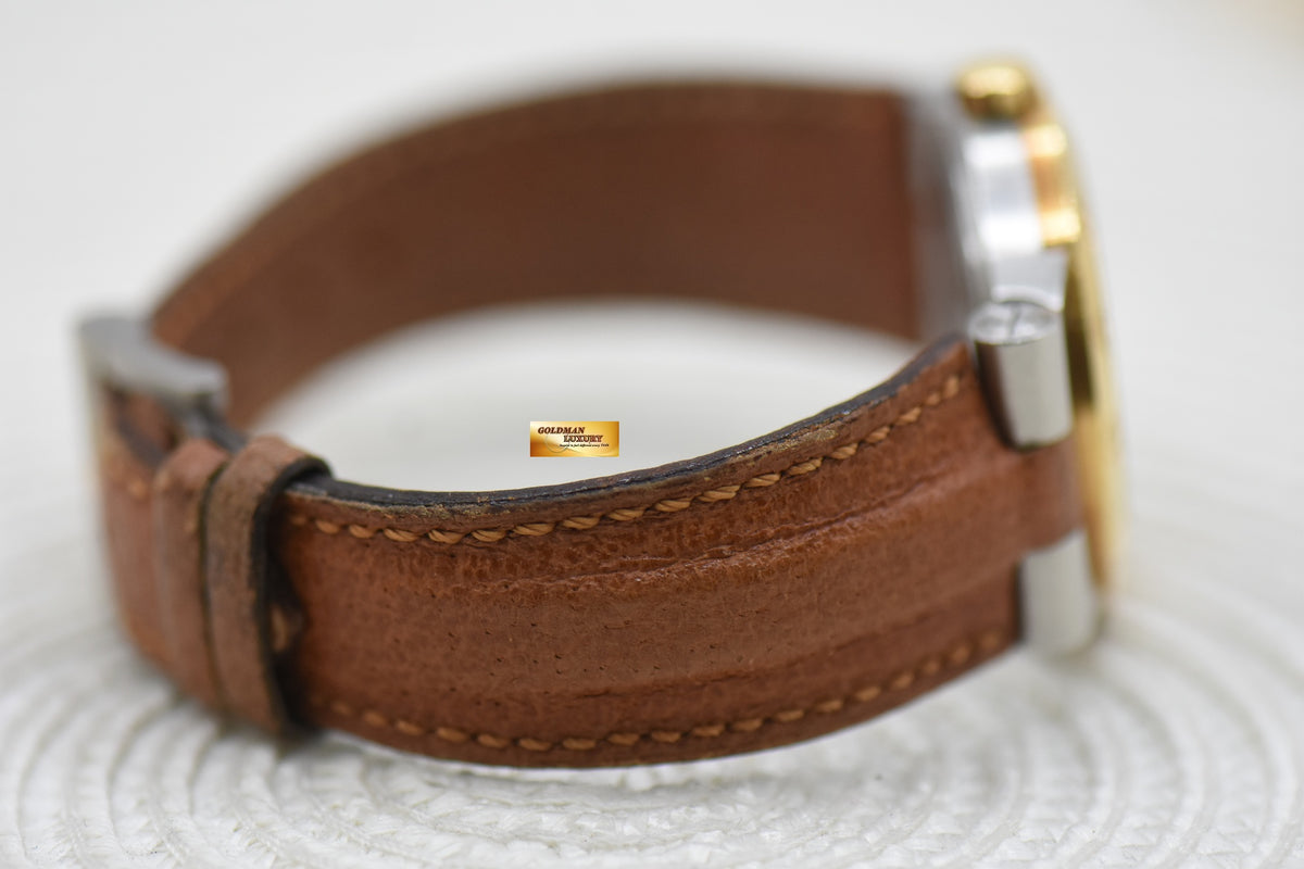 BVLGARI DIAGONO 35mm HALF-GOLD LEATHER STRAP BLACK LC35SG (MINT)