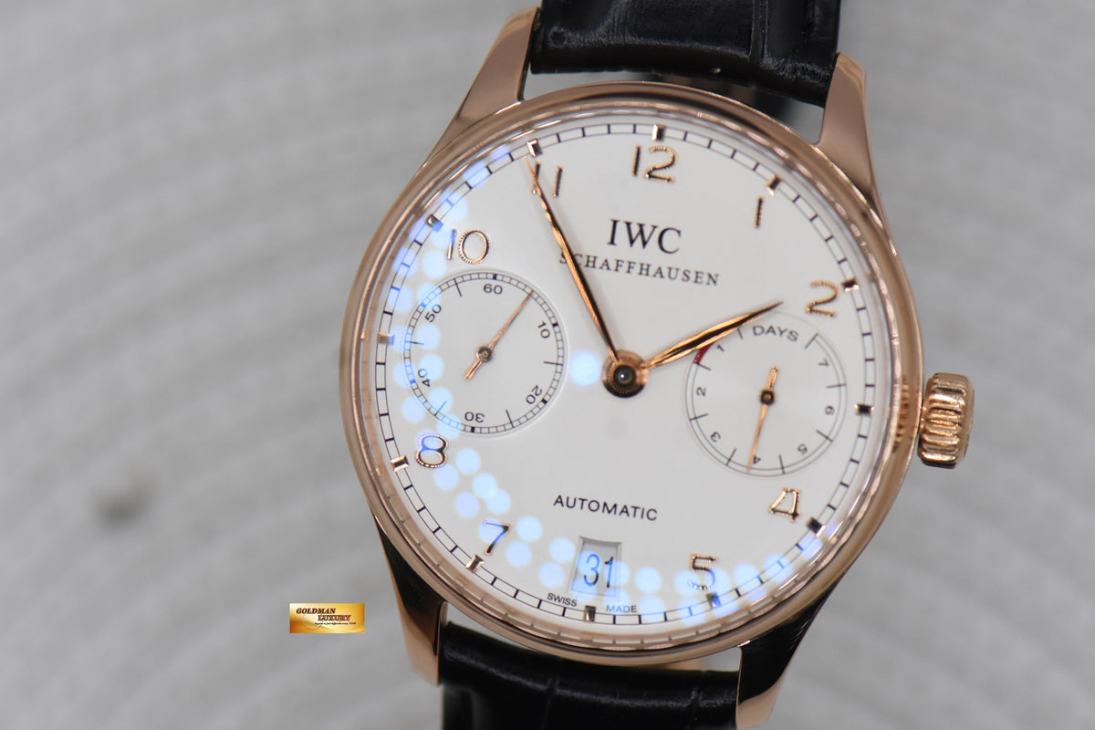 IWC PORTUGUESE 7 DAYS POWER RESERVE 43mm ROSE GOLD AUTOMATIC SILVER IW5001-13 (MINT)