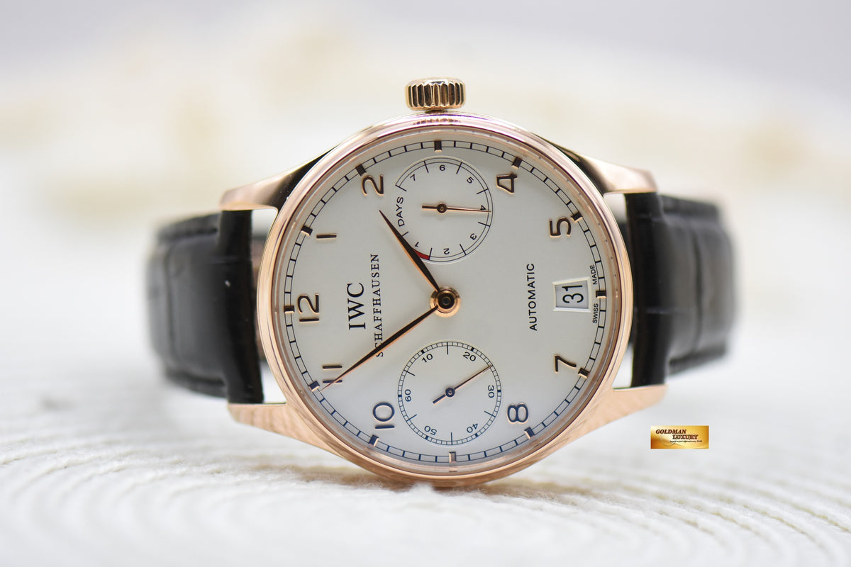 IWC PORTUGUESE 7 DAYS POWER RESERVE 43mm ROSE GOLD AUTOMATIC SILVER IW5001-13 (MINT)