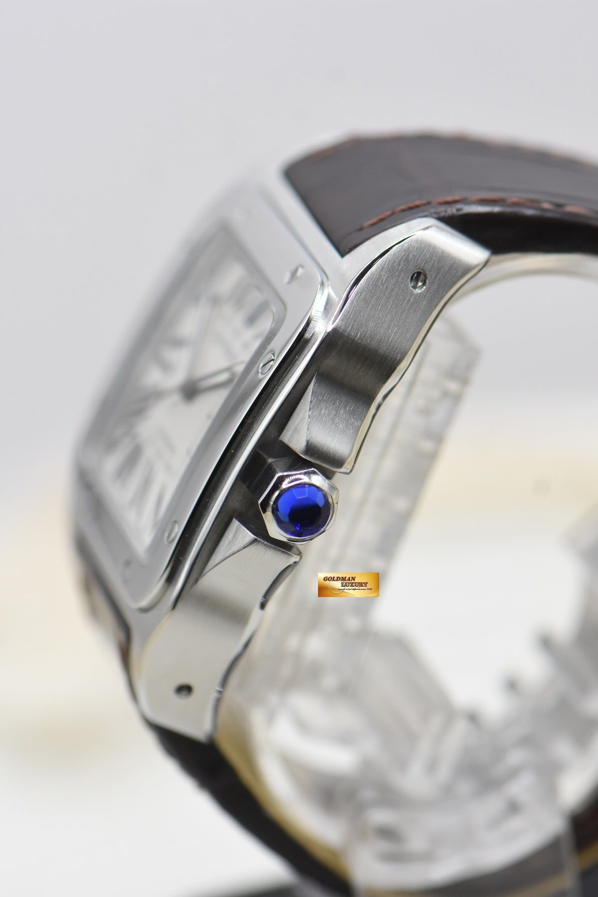 CARTIER SANTOS 100 XL STEEL IN LEATHER STRAP AUTOMATIC W20073X8 (MINT)