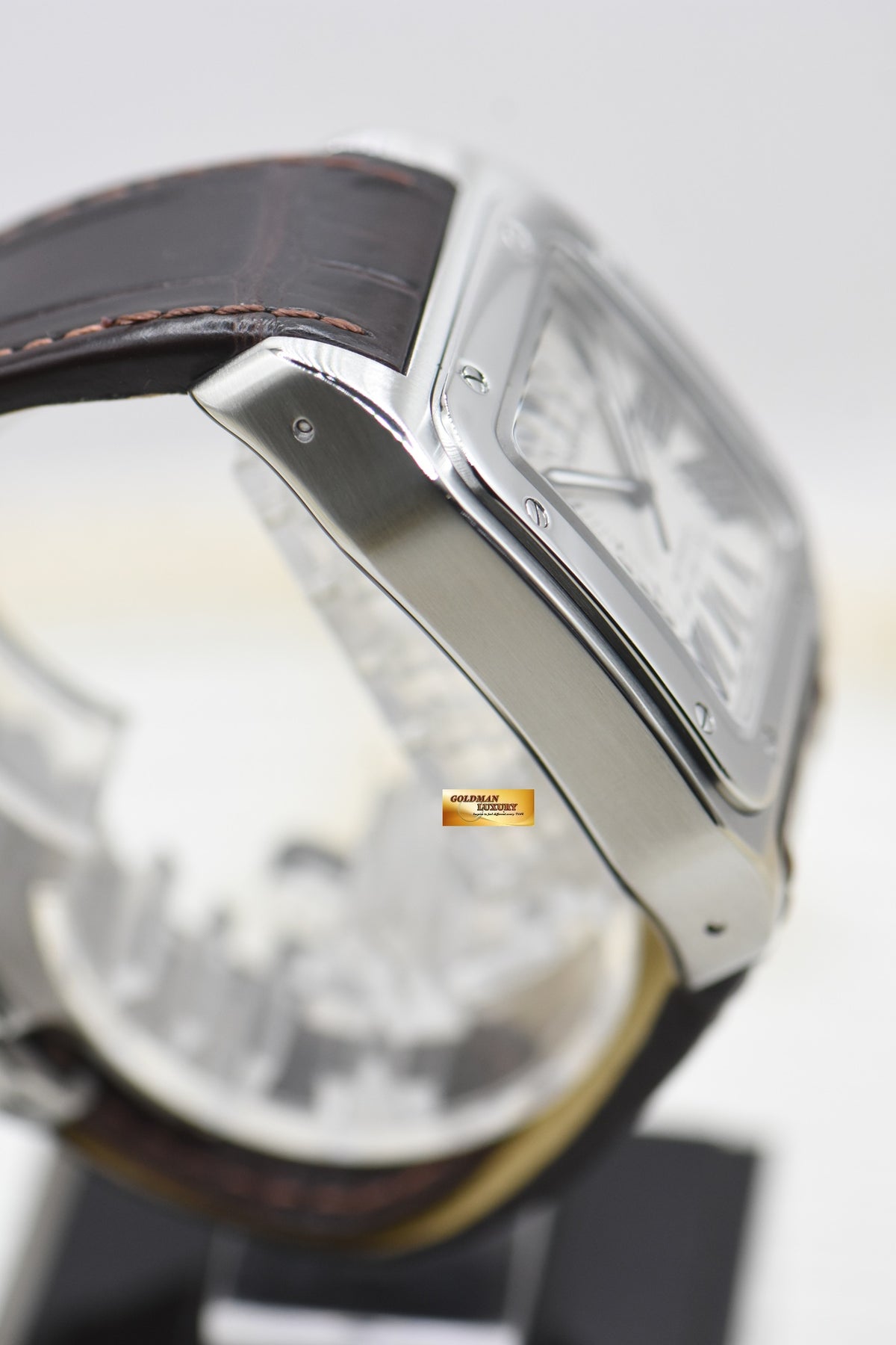 CARTIER SANTOS 100 XL STEEL IN LEATHER STRAP AUTOMATIC W20073X8 (MINT)