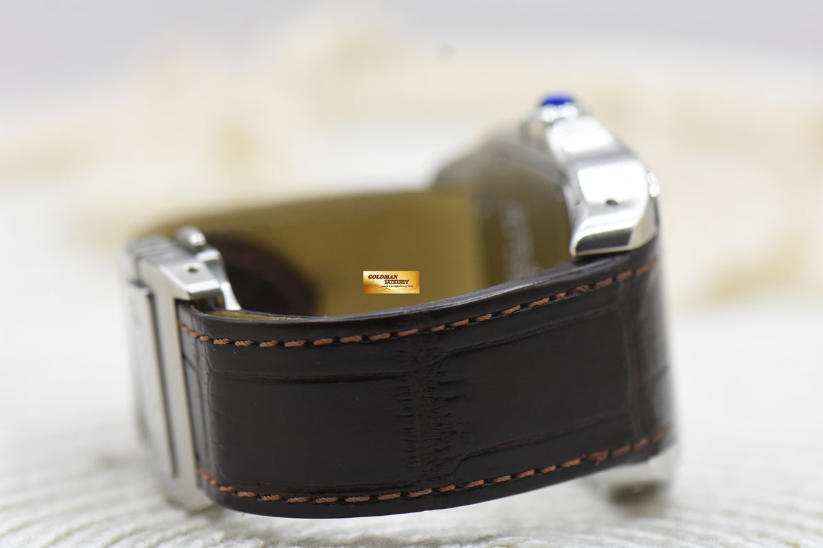 CARTIER SANTOS 100 XL STEEL IN LEATHER STRAP AUTOMATIC W20073X8 (MINT)