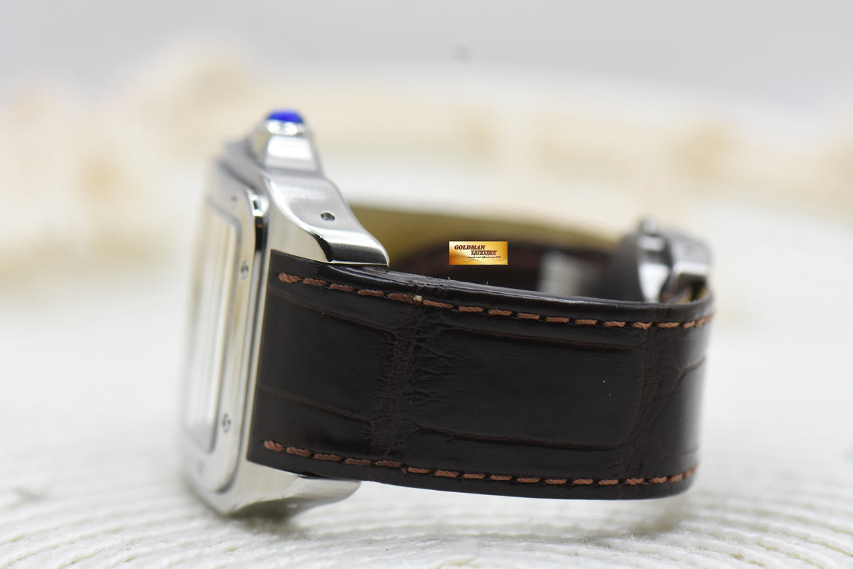 CARTIER SANTOS 100 XL STEEL IN LEATHER STRAP AUTOMATIC W20073X8 (MINT)