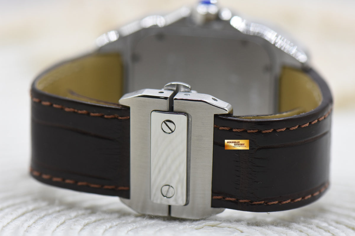 CARTIER SANTOS 100 XL STEEL IN LEATHER STRAP AUTOMATIC W20073X8 (MINT)