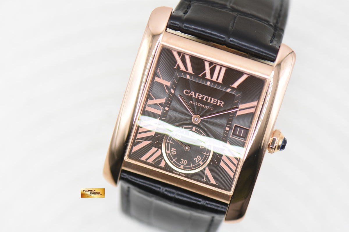 CARTIER TANK MC LARGE MEN’S ROSE GOLD IN LEATHER STRAP AUTOMATIC W5330002 (MINT)