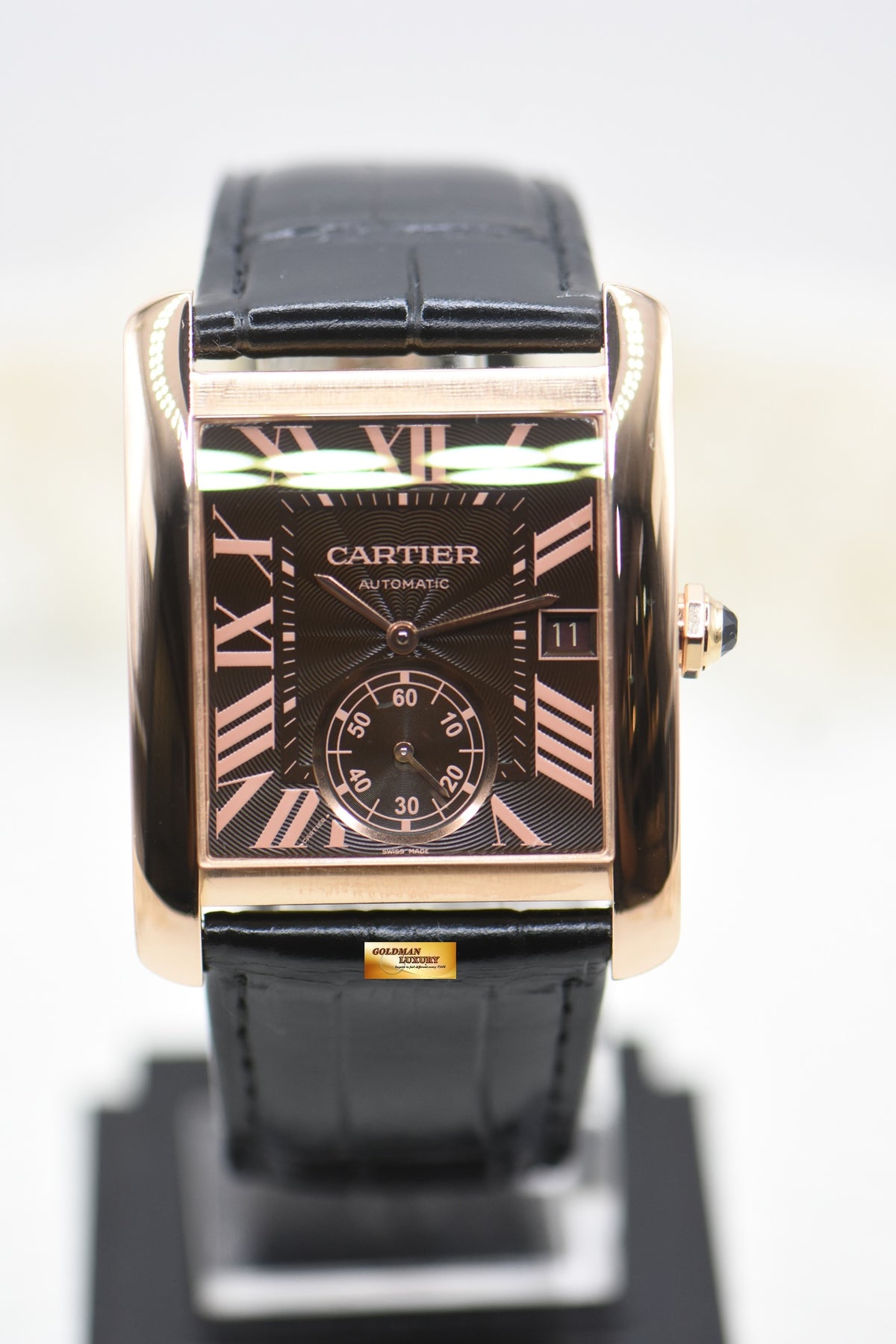 CARTIER TANK MC LARGE MEN’S ROSE GOLD IN LEATHER STRAP AUTOMATIC W5330002 (MINT)