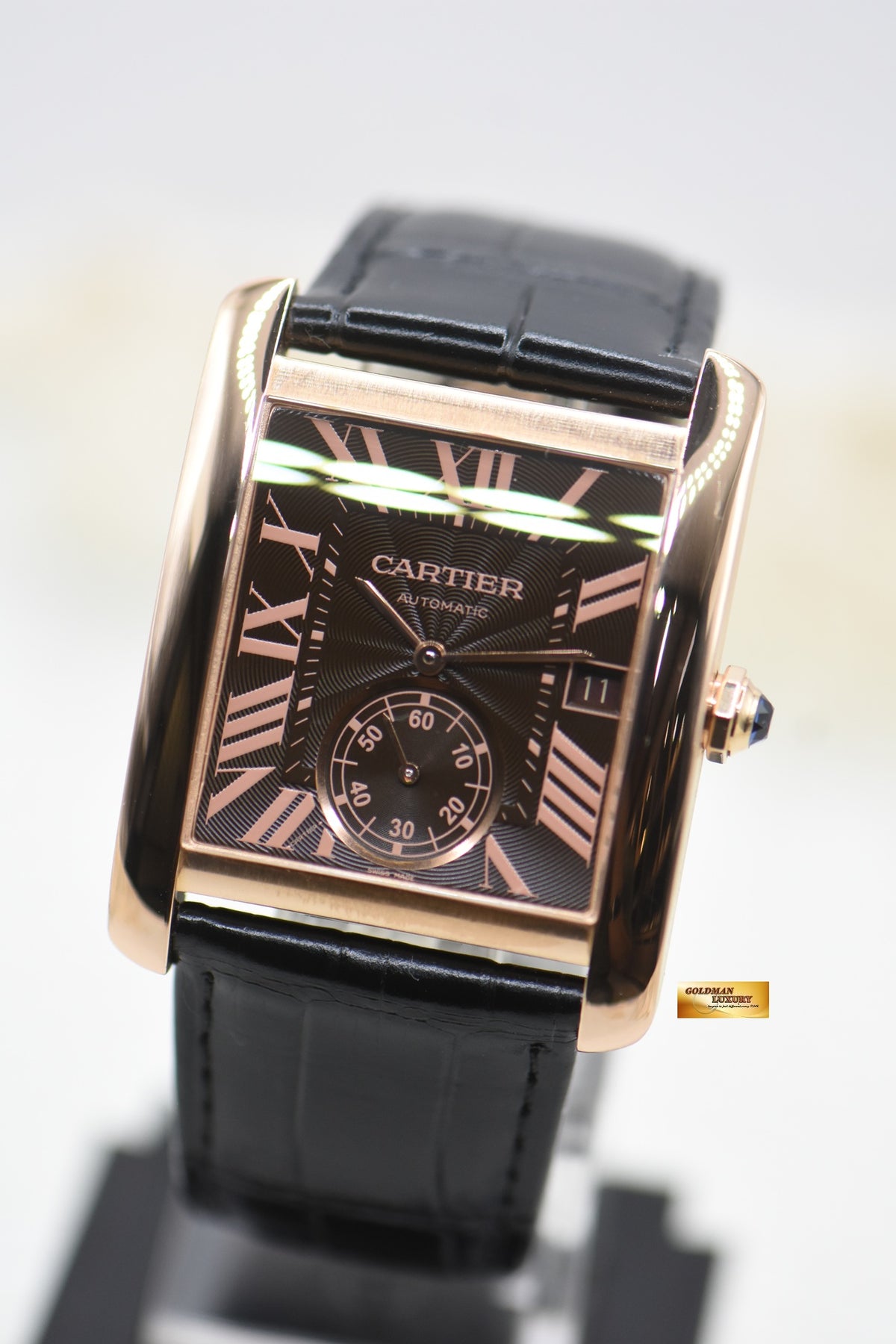 CARTIER TANK MC LARGE MEN’S ROSE GOLD IN LEATHER STRAP AUTOMATIC W5330002 (MINT)