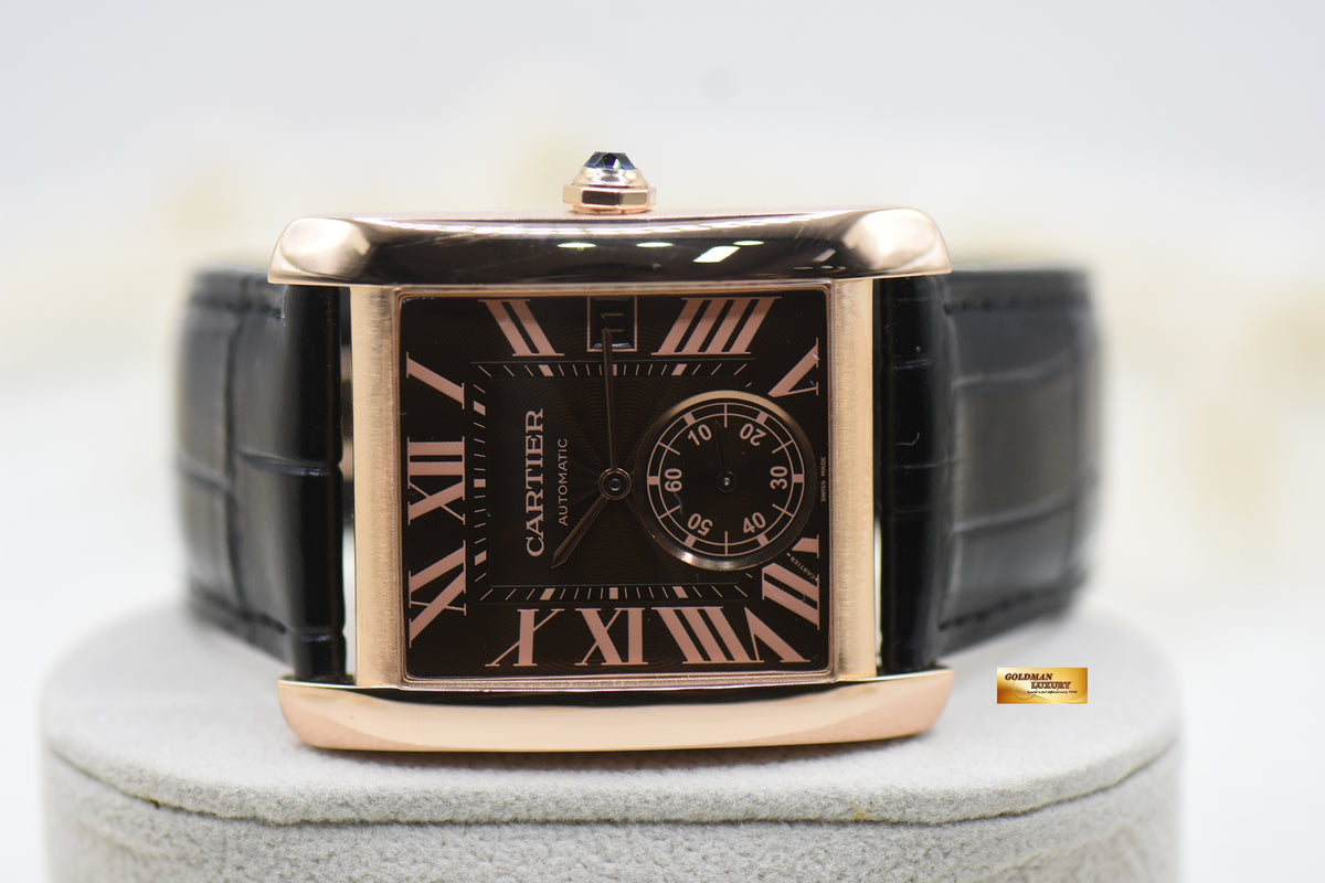 CARTIER TANK MC LARGE MEN’S ROSE GOLD IN LEATHER STRAP AUTOMATIC W5330002 (MINT)