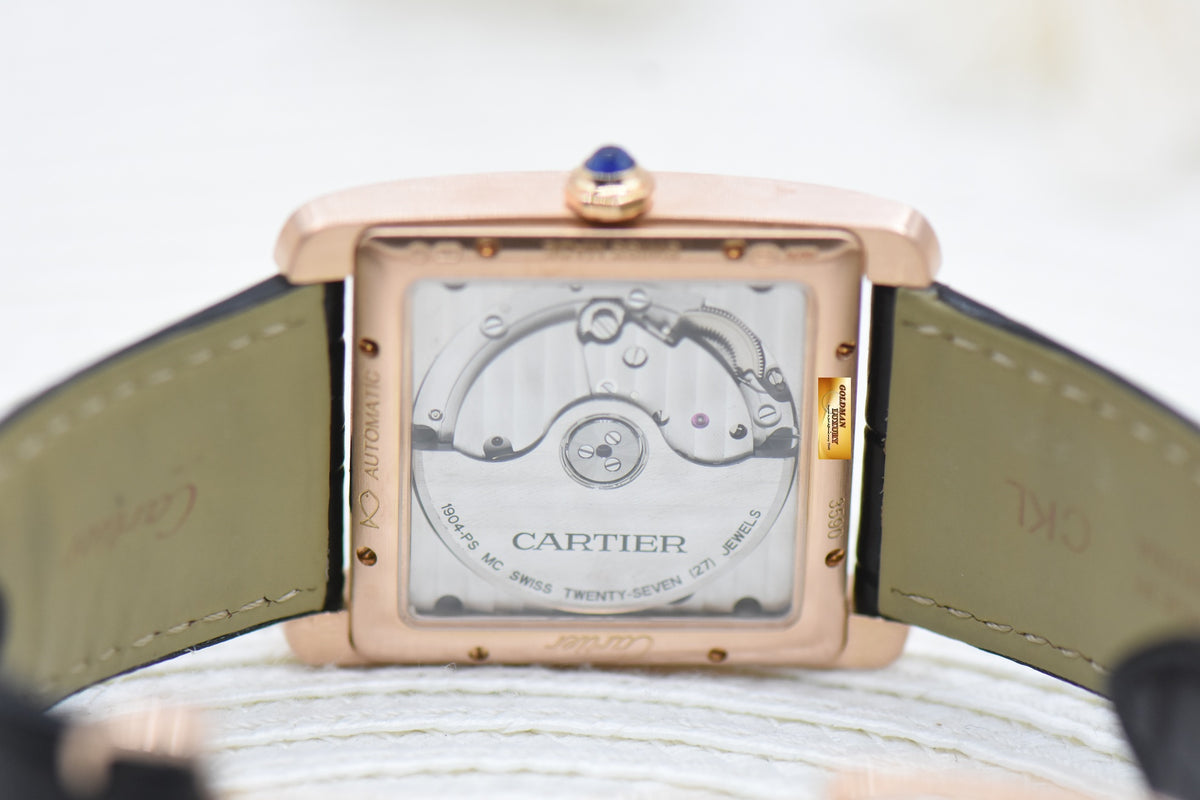 CARTIER TANK MC LARGE MEN’S ROSE GOLD IN LEATHER STRAP AUTOMATIC W5330002 (MINT)