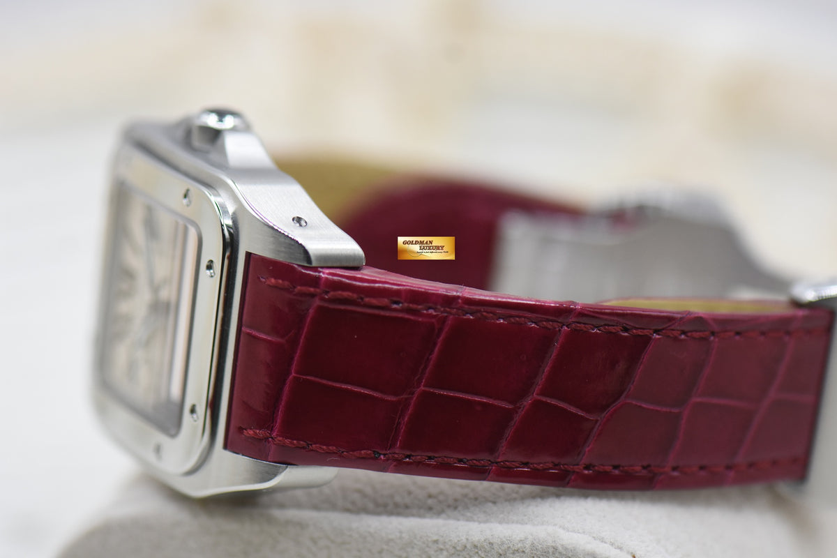 CARTIER SANTOS 100 MIDSIZE STEEL IN LEATHER STRAP AUTOMATIC 2878 (LNIB)