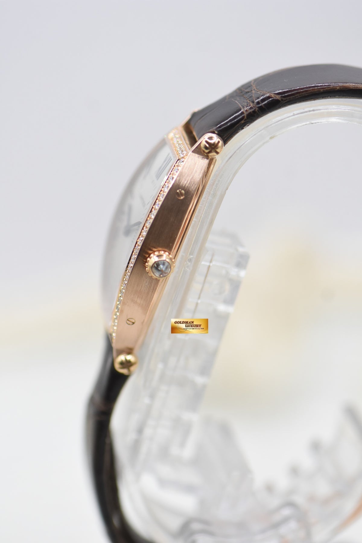 CARTIER TONNEAU-SHAPED LADIES ROSE GOLD DIAMOND MANUAL WE400331 (MINT)