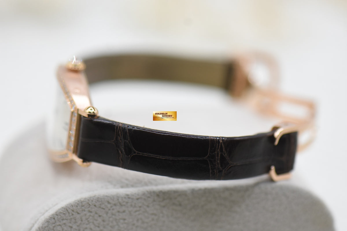 CARTIER TONNEAU-SHAPED LADIES ROSE GOLD DIAMOND MANUAL WE400331 (MINT)