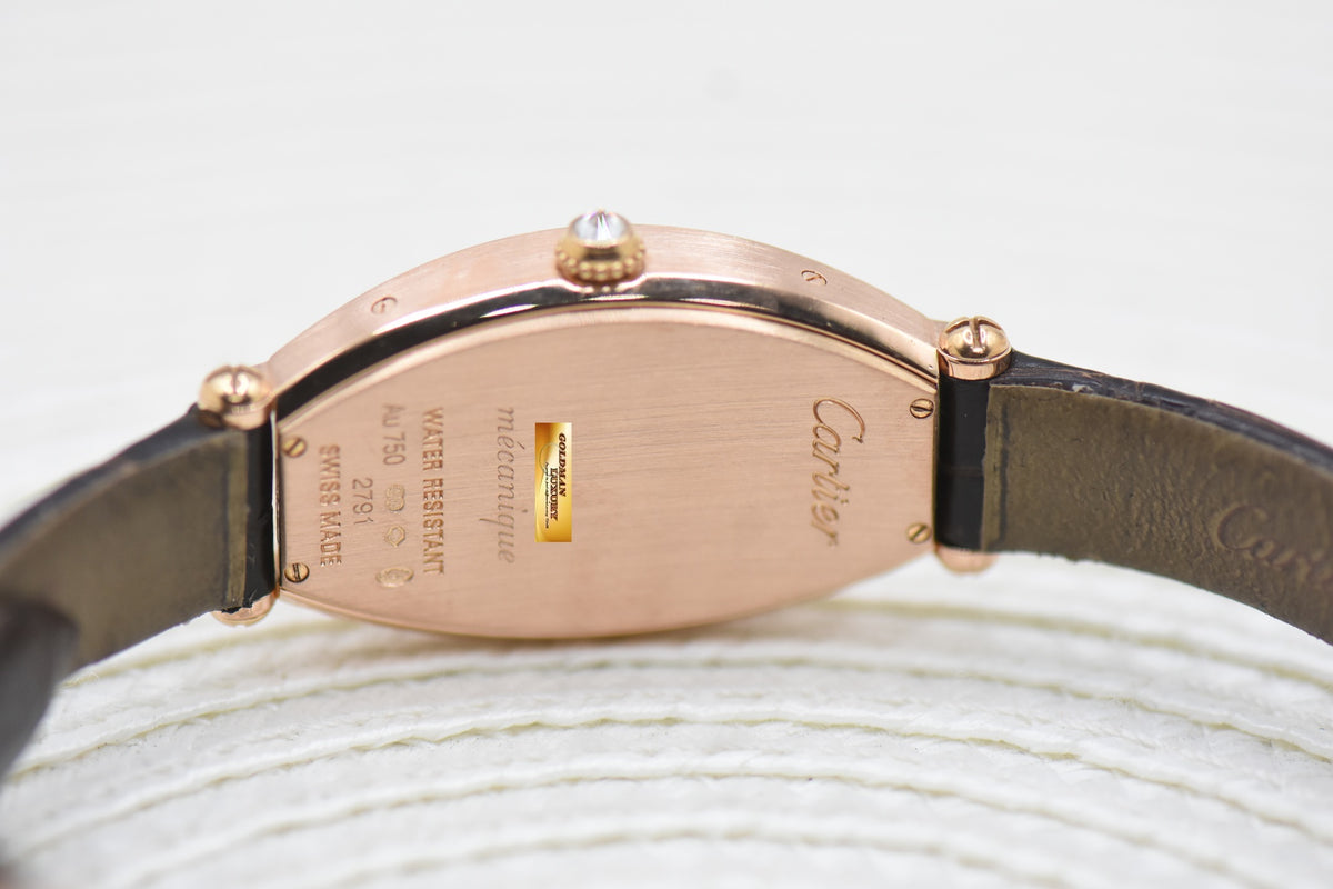 CARTIER TONNEAU-SHAPED LADIES ROSE GOLD DIAMOND MANUAL WE400331 (MINT)