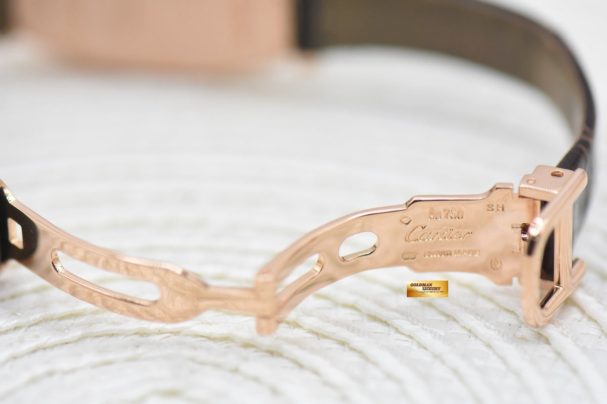 CARTIER TONNEAU-SHAPED LADIES ROSE GOLD DIAMOND MANUAL WE400331 (MINT)