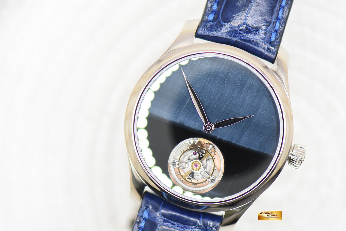 H MOSER & CIE ENDEAVOUR TOURBILLION 40mm WHITE GOLD IN LEATHER STRAP FALCON EYE DIAL 1804-0222 (NEW-UNWORN)